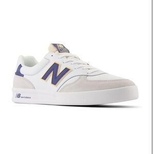 New Balance White, Purple & Cream Low-Top Sneaker